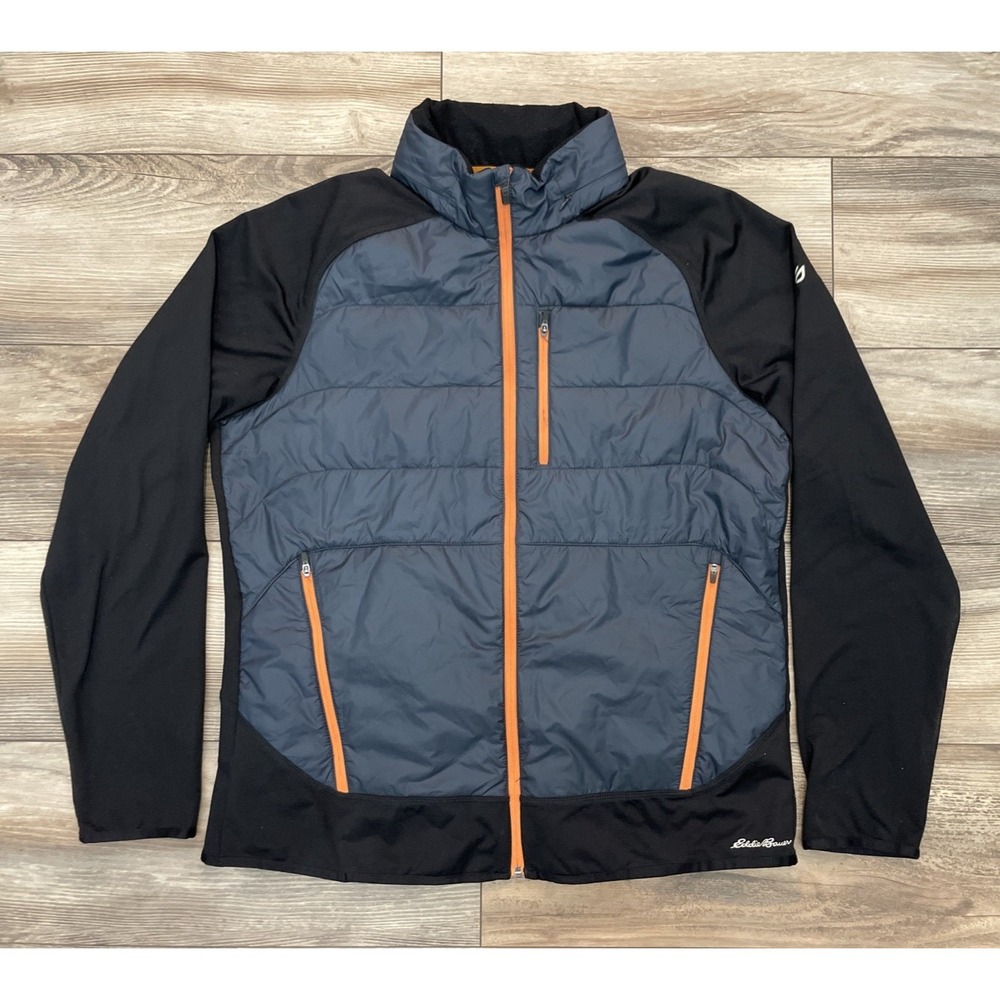 Eddie Bauer PrimaLoft Hybrid Jacket Men Large Black Gray Insulated Gorpcore